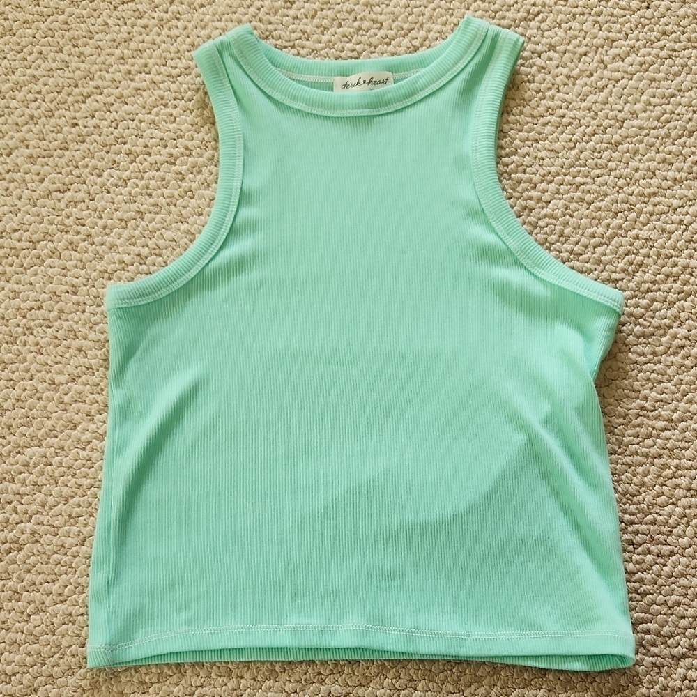 Derek Heart Mint Green Ribbed Tank Top